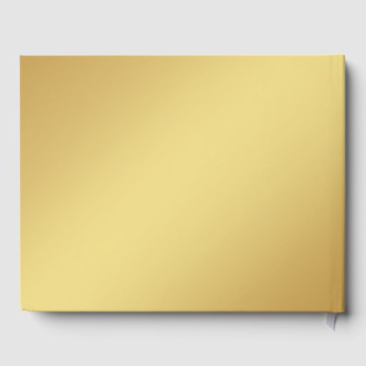 Gold Gradient & Monogram Elegante Schwarze Hochzei Gästebuch (Rückseite)