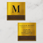 Gold Gradient Monogram | Grenze Quadratische Visitenkarte (Vorne/Hinten)