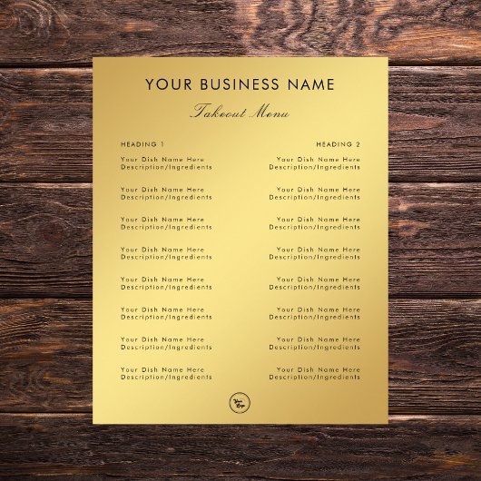 Gold Gradient Restaurant Café Ausstieg Menü & Logo