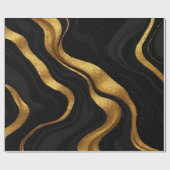 Gold Gradient Swirls on Black Pattern – Luxury Geschenkpapier (Flach)