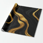 Gold Gradient Swirls on Black Pattern – Luxury Geschenkpapier (Ungerollt)