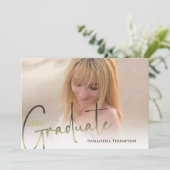 Gold Graduate Black Foto QR Code Social Media Einladung (Stehend Vorderseite)