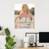 Gold Graduate Calligraphy Script Black Foto Party Poster (Heimbüro)