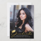 Gold Graduate Handgeschriebenes Script Black 4 Fot Ankündigung (Vorderseite)