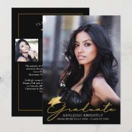 Gold Graduate Handgeschriebenes Script Black 4 Fot Ankündigung