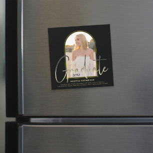 Gold Graduate Script Black Arch Foto Magnetic Magnetkarte