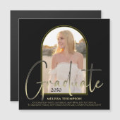 Gold Graduate Script Black Arch Foto Magnetic Magnetkarte (Vorne/Hinten)