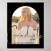 Gold Graduate Script Black Arch Foto Party Poster (Vorne)