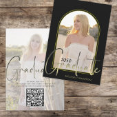 Gold Graduate Script Black Arch Foto QR Code Einladung