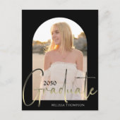 Gold Graduate Script Black Arch Zwei Foto QR Code Postkarte (Vorderseite)