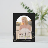 Gold Graduate Script Black Arch Zwei Foto Vellum Postkarte (Stehend Vorderseite)