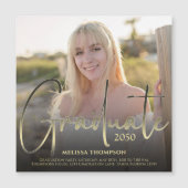 Gold Graduate Script Black Foto Einfach Magnetisch Magnetkarte (Vorderseite)