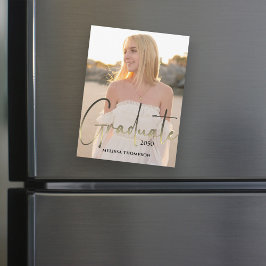 Gold Graduate Script Black Foto Einfach Magnetisch Magnetkarte