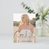 Gold Graduate Script Black Two Vellum Foto Budget Postkarte (Stehend Vorderseite)