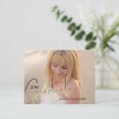 Gold Graduate Script Black Two Vellum Foto Budget Postkarte (Stehend Vorderseite)