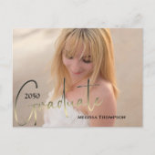 Gold Graduate Script Black Two Vellum Foto Budget Postkarte (Vorderseite)