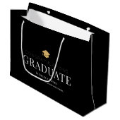Gold Graduation Cap Black Abschluss Große Geschenktüte (Vorderseite Schrägansicht)