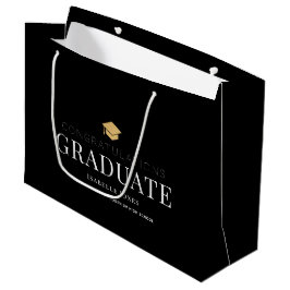 Gold Graduation Cap Black Abschluss Große Geschenktüte