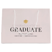 Gold Graduation Cap Blush Pink Abschluss Große Geschenktüte (Vorderseite)