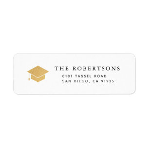 Gold Graduation Cap Chic White Rücksendeadresse
