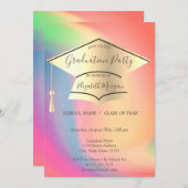 Gold Graduation Cap,Colorful Ombre Graduation Einladung (Vorne/Hinten)