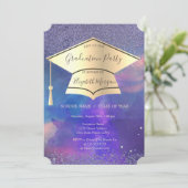 Gold Graduation Cap,Diamonds Abschluss Einladung (Stehend Vorderseite)