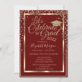 Gold Graduation Cap Diamonds Abschluss Einladung (Vorderseite)