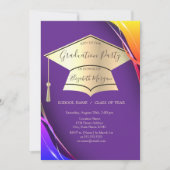 Gold Graduation Cap Frame Violet Abschluss Einladung (Vorderseite)