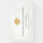 Gold Graduation Cap Minimalistisch White Abschluss Banner (Vertikal)