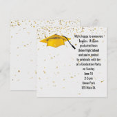 Gold Graduation Cap mit Gold Confetti Einladung (Vorne/Hinten)