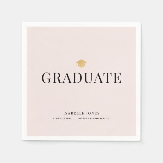 Gold Graduation Cap Pink Abschluss Paper Serviette (Vorderseite)