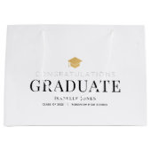 Gold Graduation Cap White Abschluss Große Geschenktüte (Vorderseite)