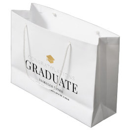Gold Graduation Cap White Abschluss Große Geschenktüte