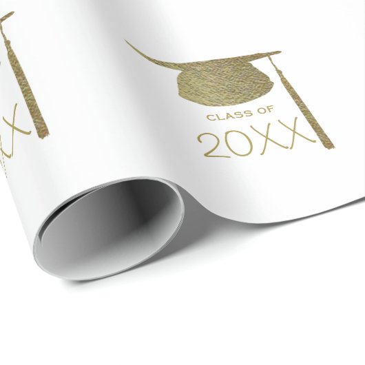 Gold Graduation Cap with Year Geschenkpapier (Rolleneckpunkt)