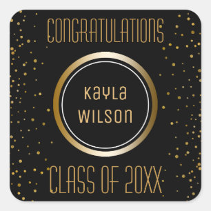 Gold Graduation Party Gunst   Glückwunsch Quadratischer Aufkleber