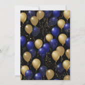Gold Graduation Party Navy Blue Ballons Einladung (Rückseite)