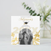 Gold Graduation Party Save the Date (Stehend Vorderseite)