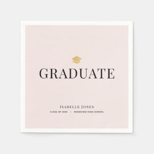 Gold Graduierung Cap Pink Abschluss Paper Serviette