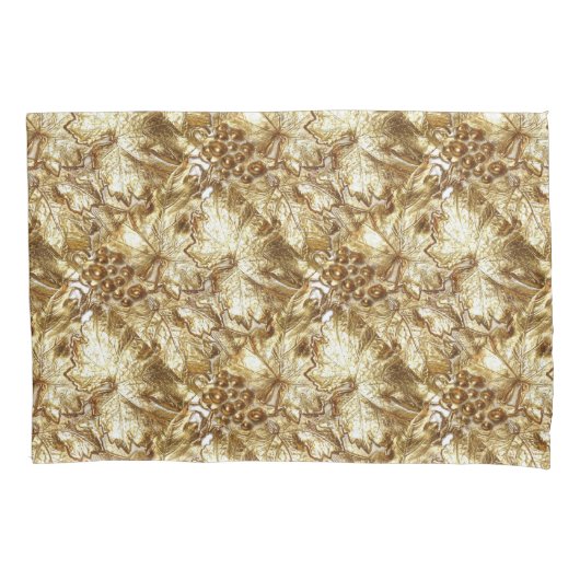 GOLD GRAPE-BLÄTTER KISSENBEZUG (Vorderseite)