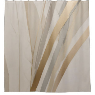 Gold Grau Beige Abstrakter Streifen Duschvorhang