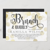 Gold & Grau Brunch & Bubbles Brautparty Einladung (Vorne/Hinten)