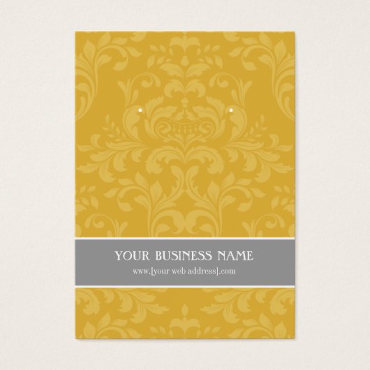 Gold Grau Damask Benutzerdefinierte Earring Card (Vorderseite)