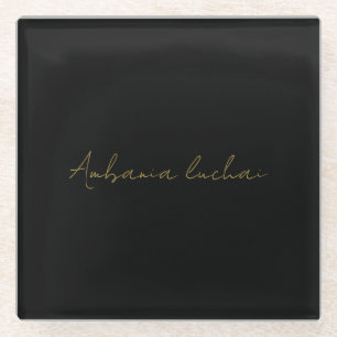 Gold-Grau-klassisches personalisiertes-chic-Namens Glasuntersetzer