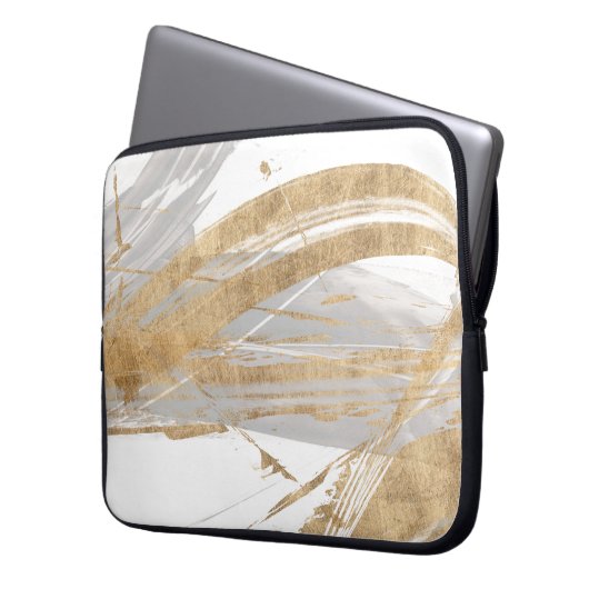 Gold & Grau Laptopschutzhülle (Vorderseite Links)