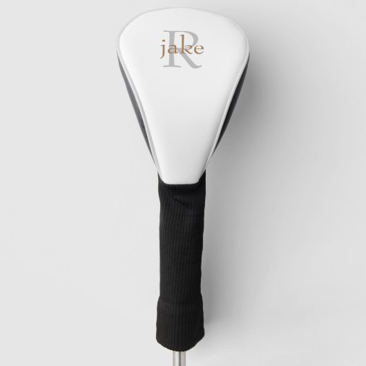 Gold & Grau Monogram Driver Golf Head Cover Headcover (Vorderseite)