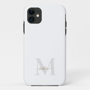 Gold & Grau Monogram & Name Swash Script  Case-Mate iPhone Hülle