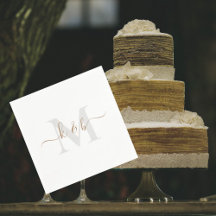 Gold & Grau Monogram Swash Script White Cocktail