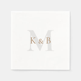 Gold & Grau Monogram White Cocktail Napkins Serviette