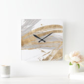 Gold & Grau Quadratische Wanduhr (Zuhause)