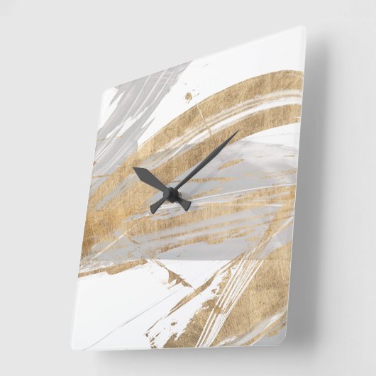 Gold & Grau Quadratische Wanduhr (Winkel)